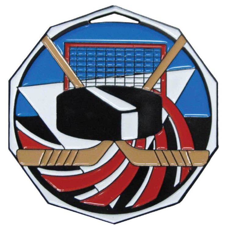 Hockey Decagon Colored Medallion (2")