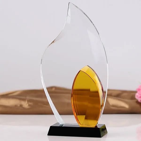 Green Leaf Shaped Crystal Awards 3