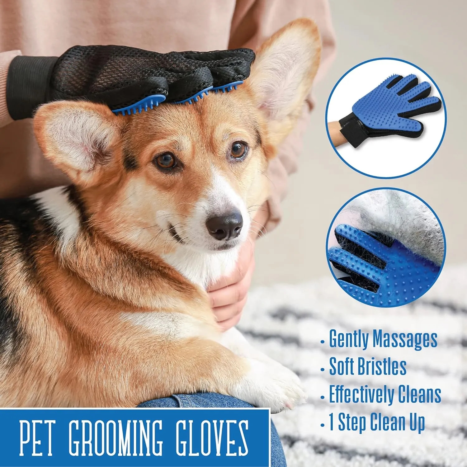 Soft Rubber Bristle Brush Pet Fur Combing Gloves 7