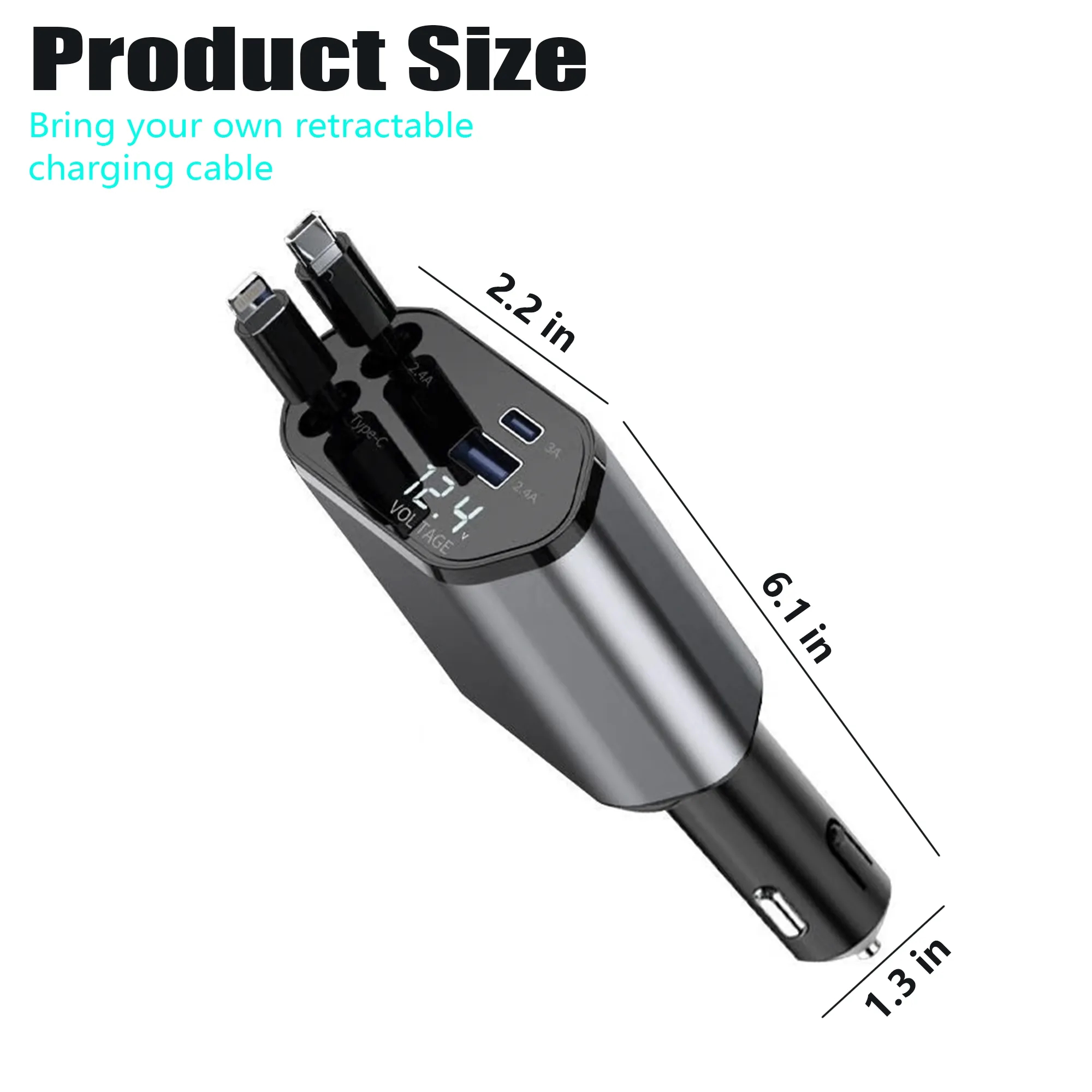 4 in 1 Car Charger With Retractable Cables 4
