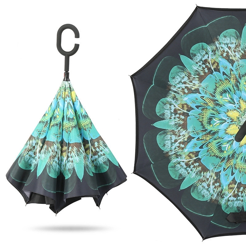 Windproof Double Layer Folding Inverted Umbrella 3