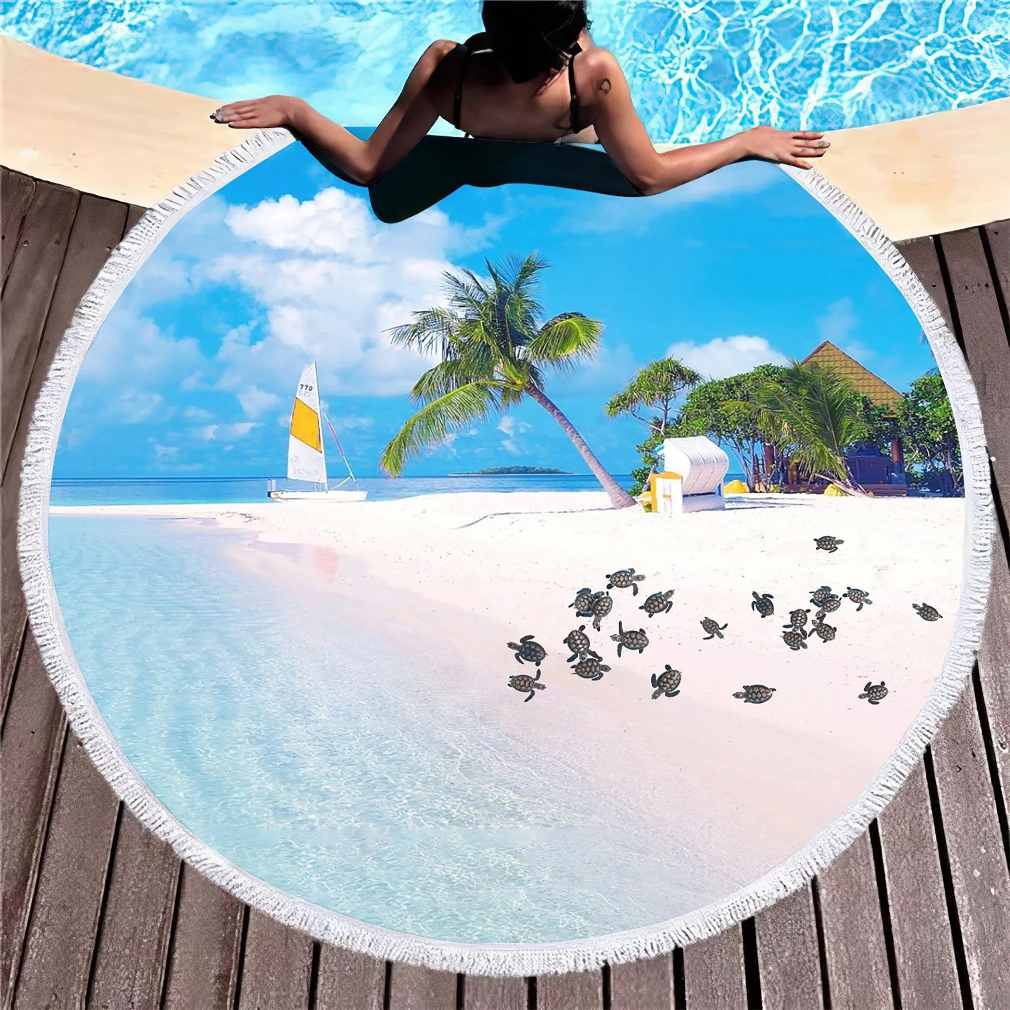 MOQ 50 Microfiber Round Beach Towel 9