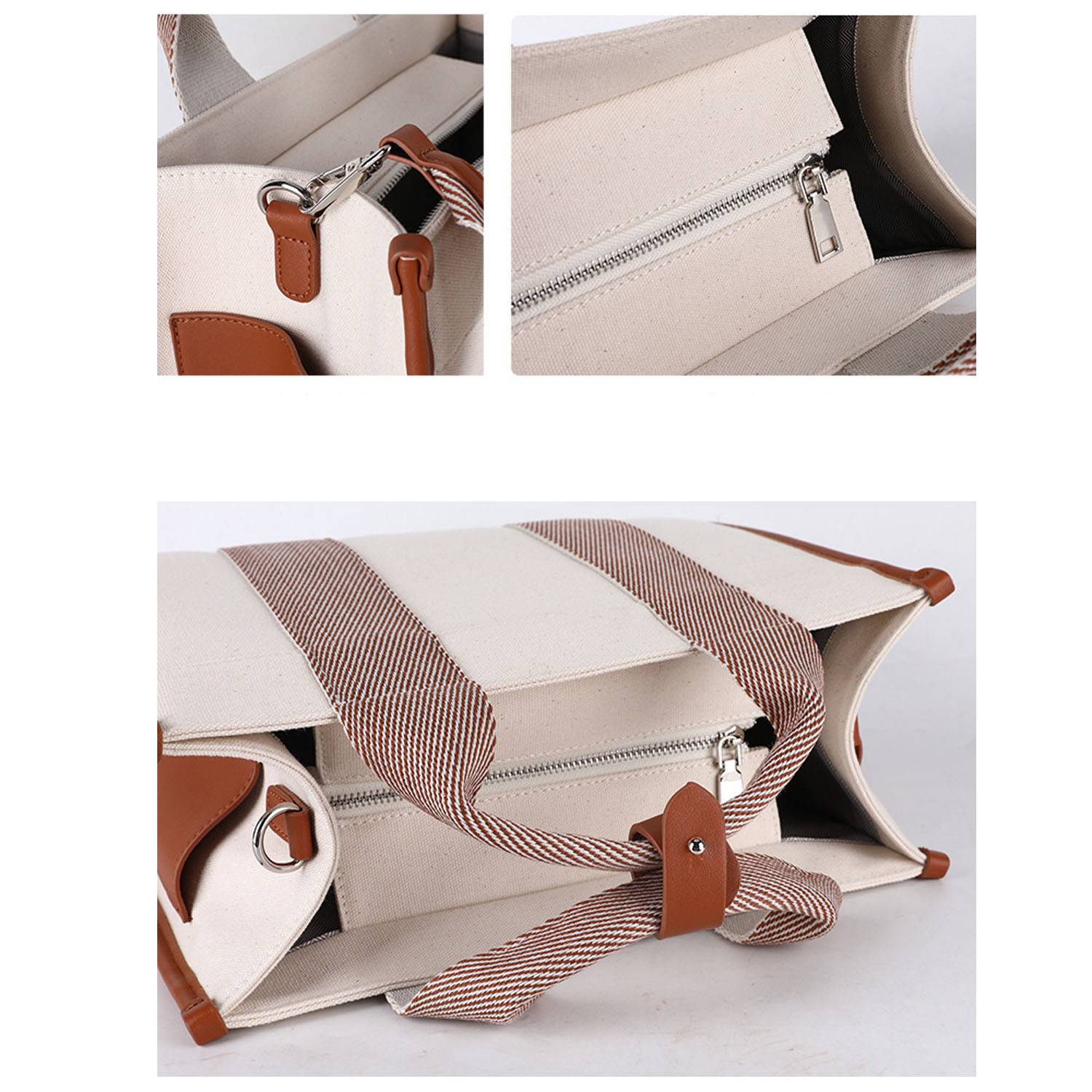 Spacious Waterproof Canvas Tote Bag w/ Detachable Straps 9