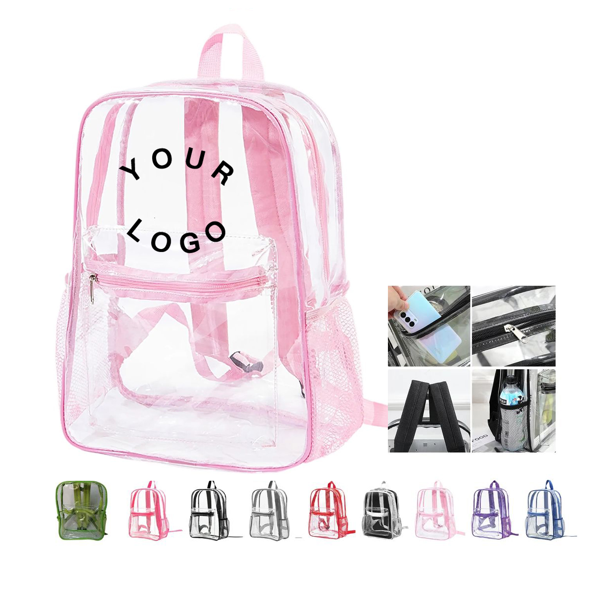 Waterproof Backpack Clear PVC 15 Inch 12