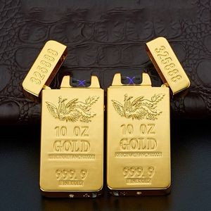 Exquisite Gold Break Shaped Dual E Arc Lighter With Phoenix Mark 28