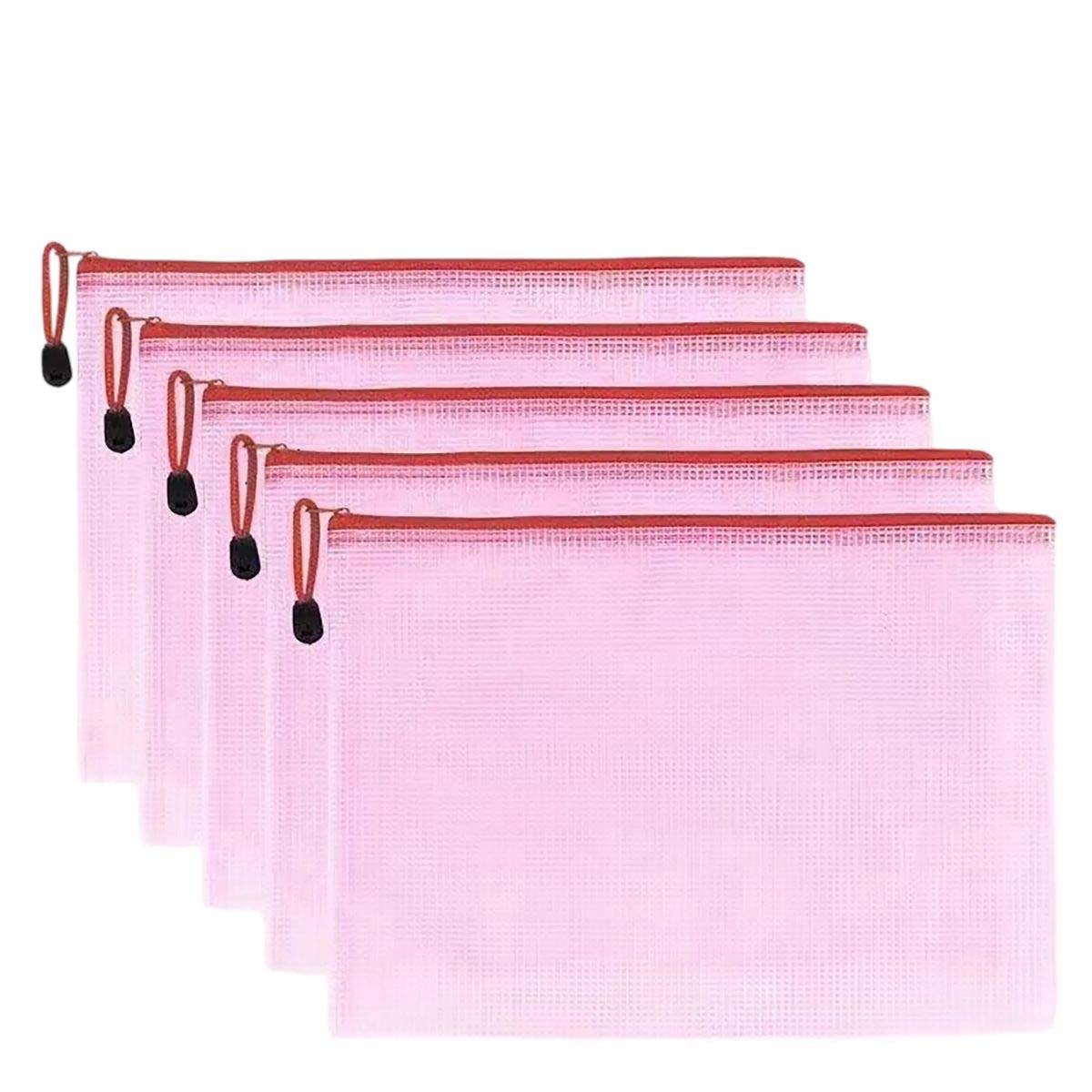 Durable PVC Grid Zipper Pouch A4 Storage 3