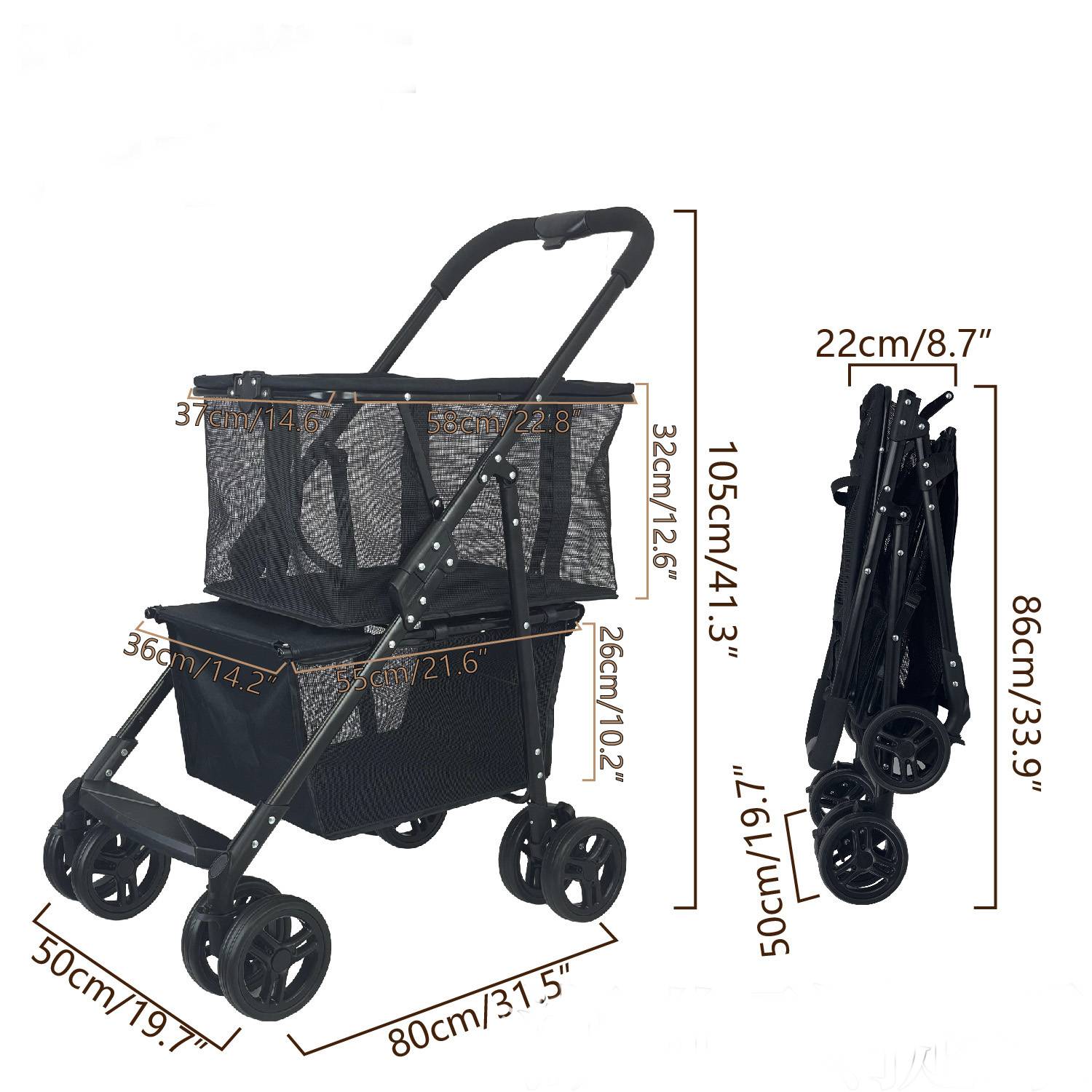 Foldable Alloy Shopping Trolley Cart w/ Wheels 7