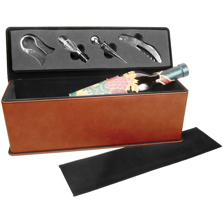 Rawhide Leatherette Single Wine Box w/ Tools 3