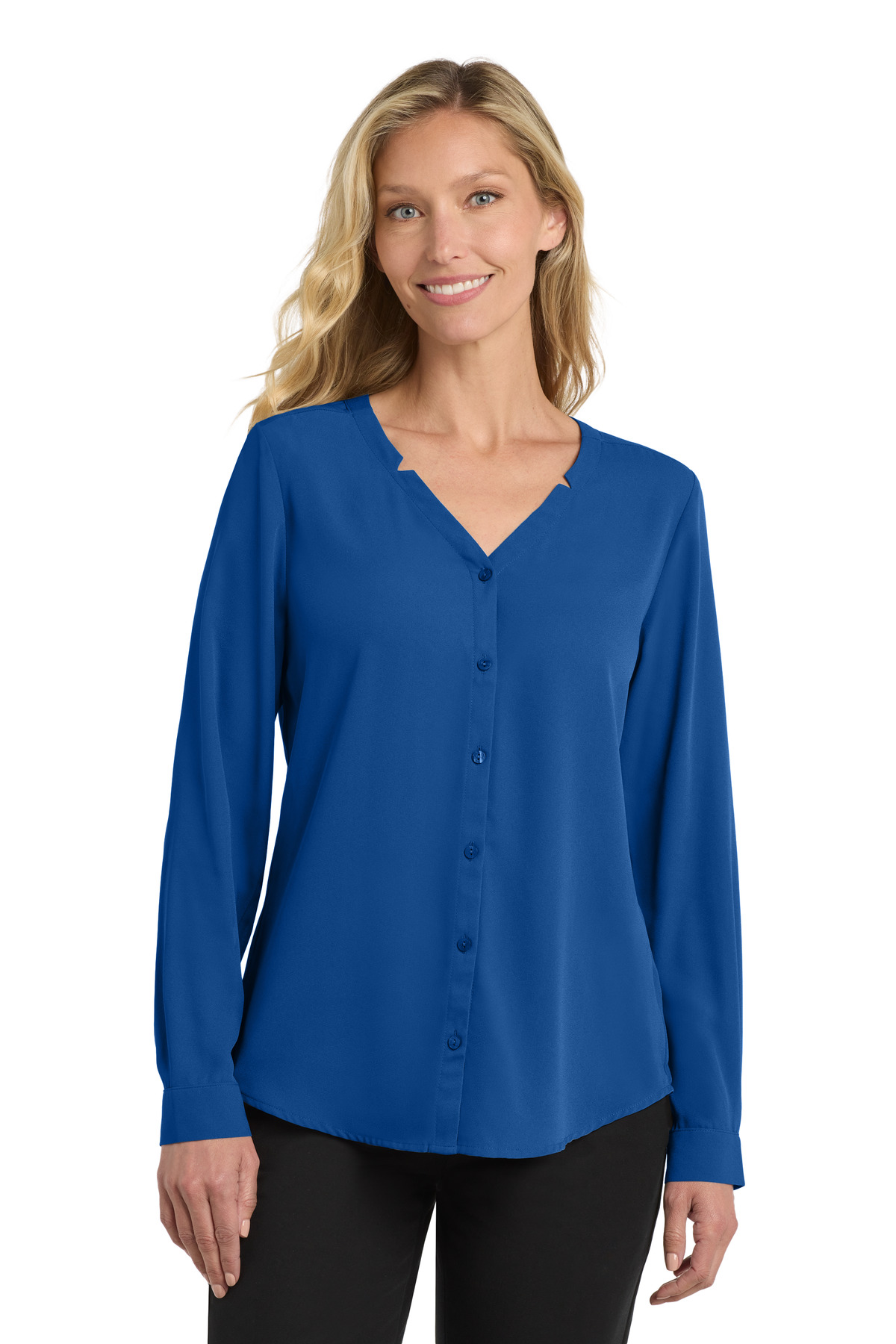Port Authority Women's Long Sleeve Button-Front Blouse. LW700 13