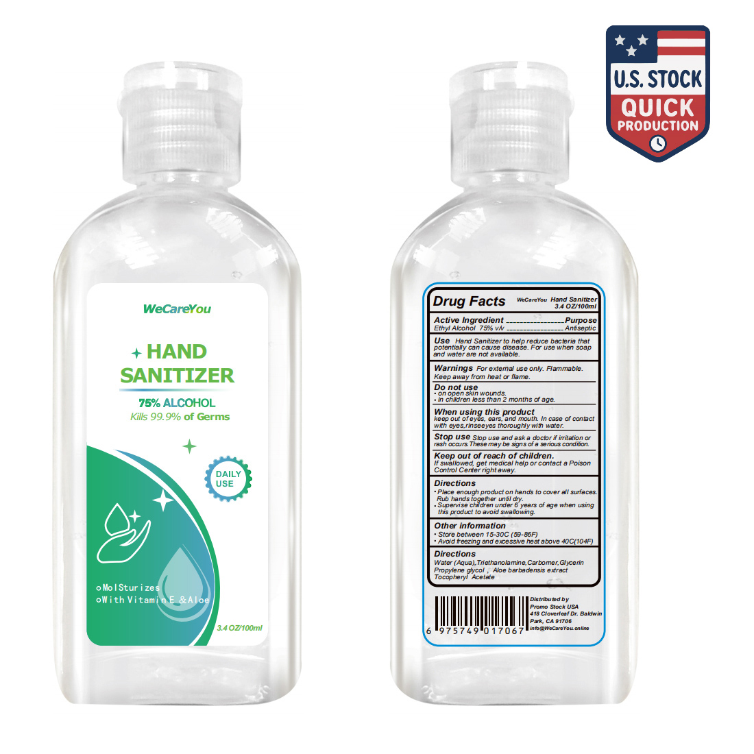 100ml (3.4oz) Antibacterial Hand Sanitizer Gel – 75% Alcohol 1