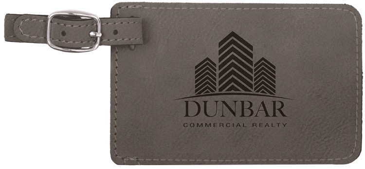 4 1/4" x 2 3/4" Gray Leatherette Luggage Tag 2