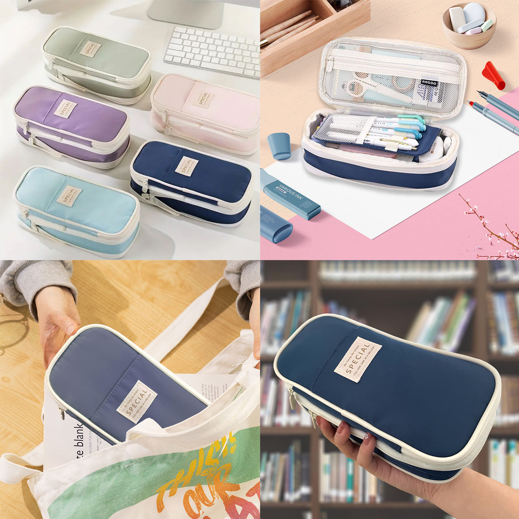 Pen Pouch Holder Large Capacity Pencil Case, custom drawstring bag with logo imprint 2