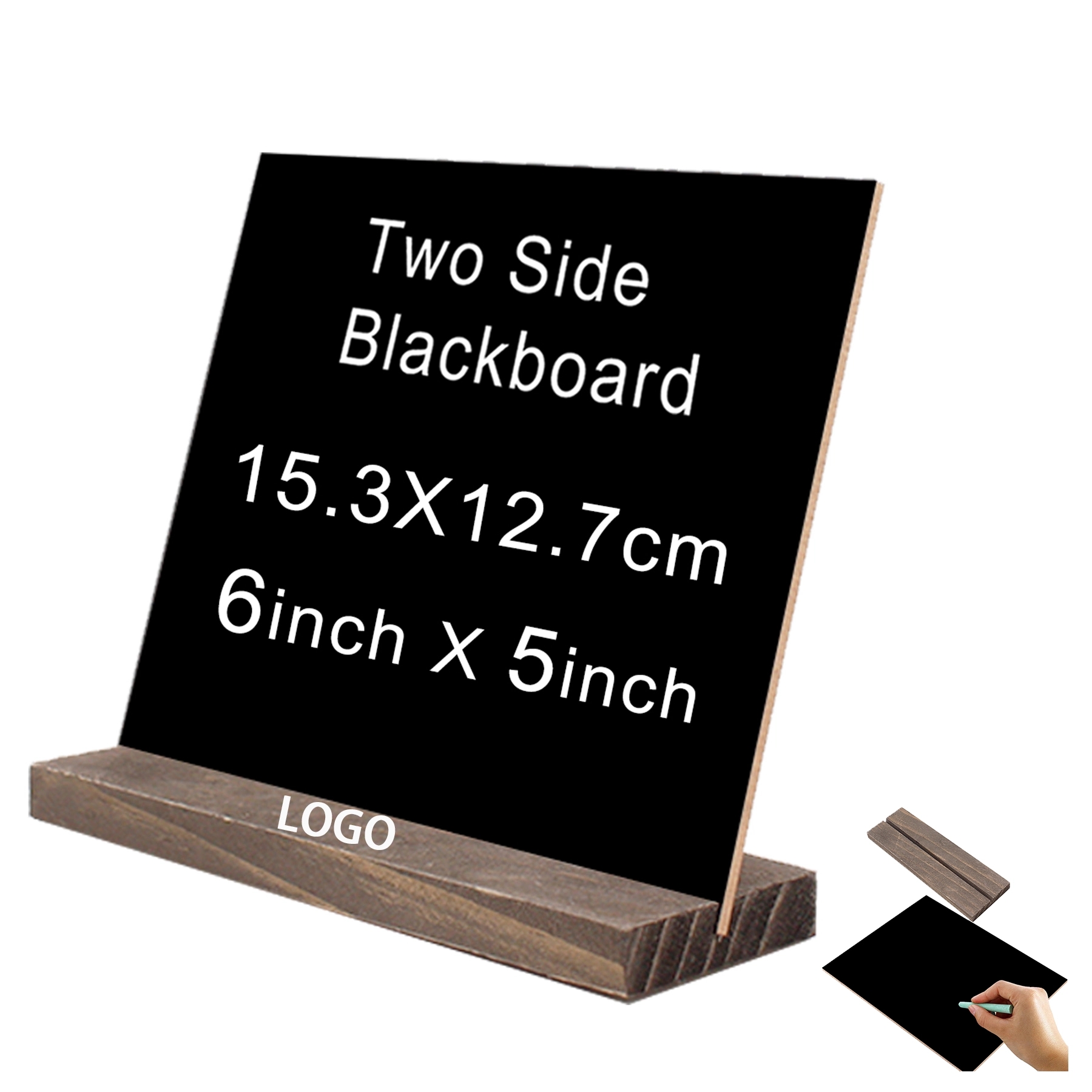 Mini Tabletop Chalkboard Signs with Wood Base 2