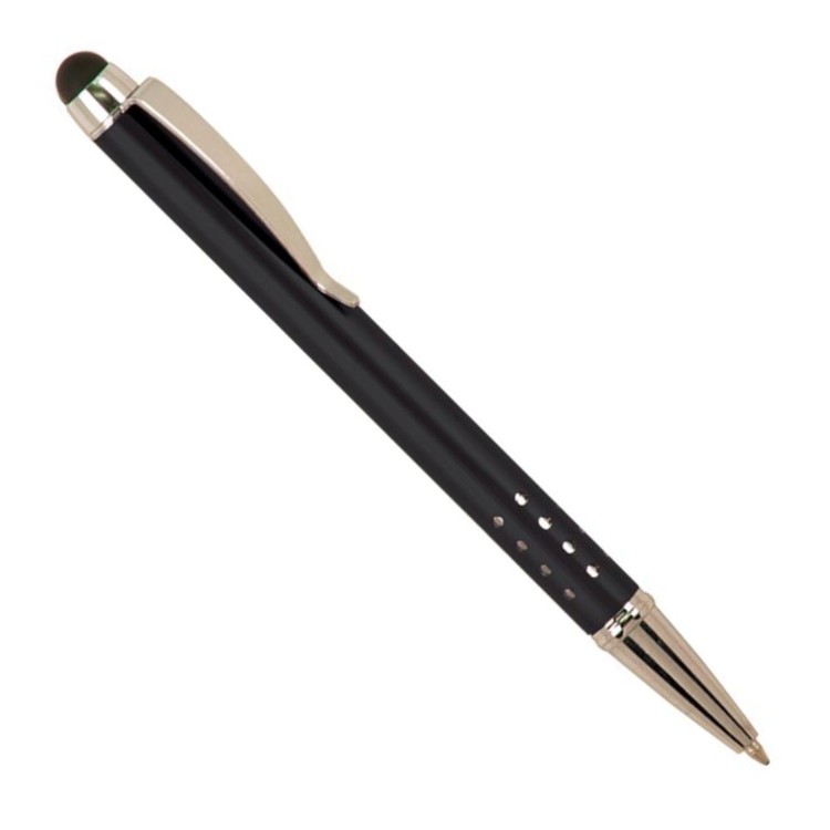 Laser Engraved Black Gloss Ballpoint Pen with Stylus 2