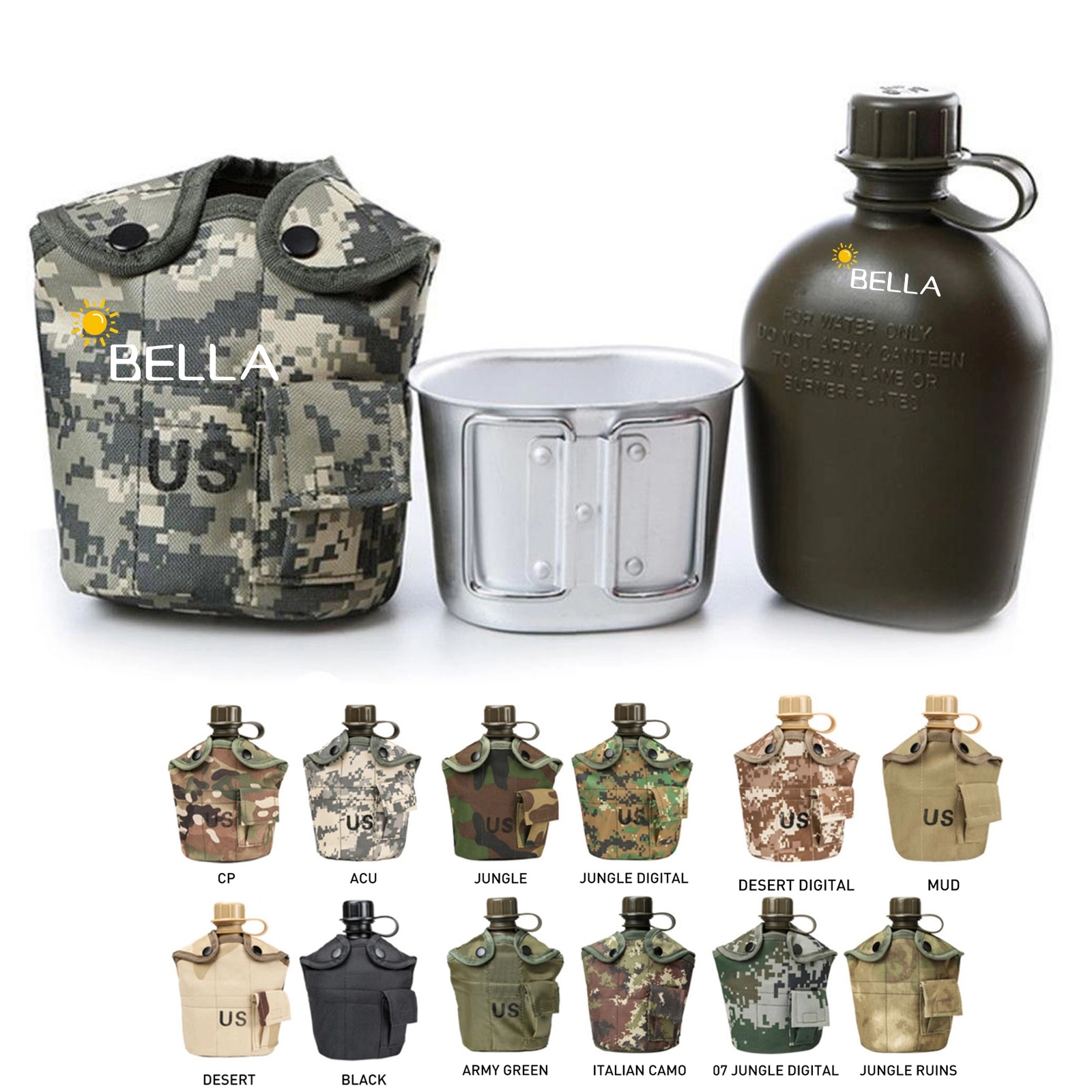 Tactical Water Bottle Milltary Aluminm Cooking Cup 3