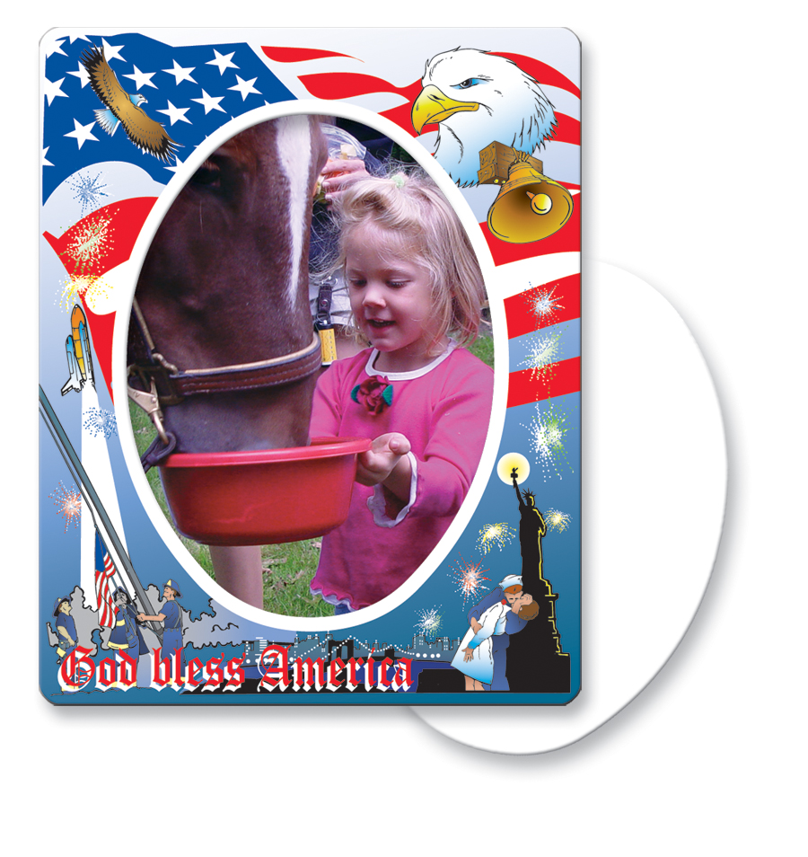 30 Mil Oval Center Patriotic Picture Frame Magnet - Full Color 2