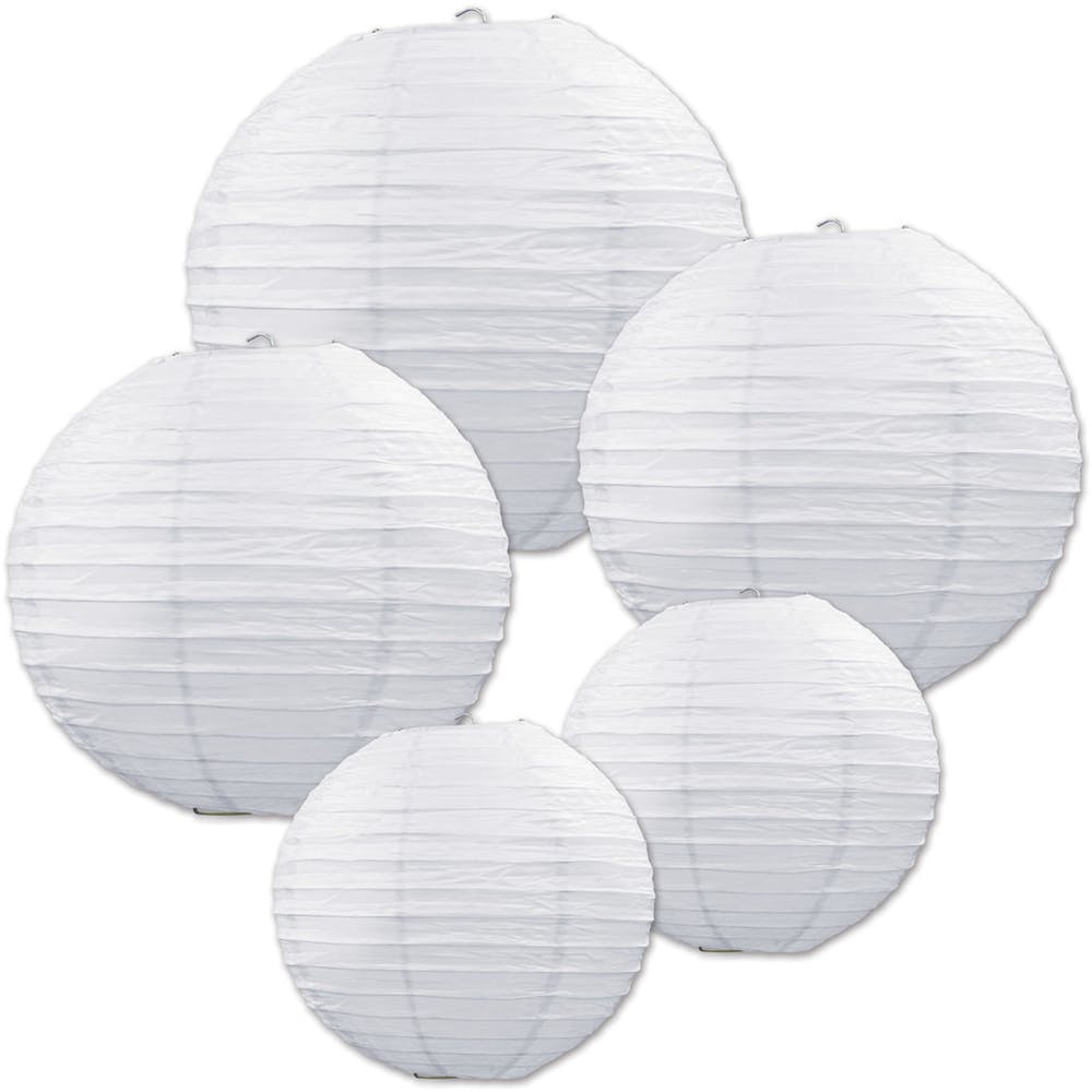 Paper Lantern Spheres - White Assorted Size 2