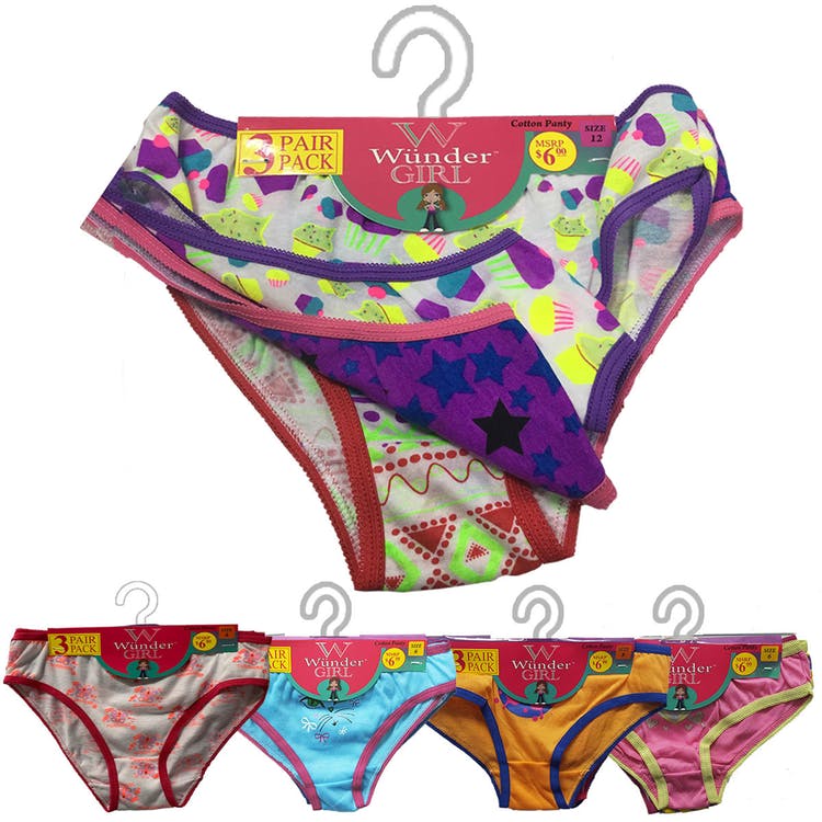 Girls' Cotton Panties - Assorted 3 Pack Size 4-14, custom youth shirt with logo imprint 2