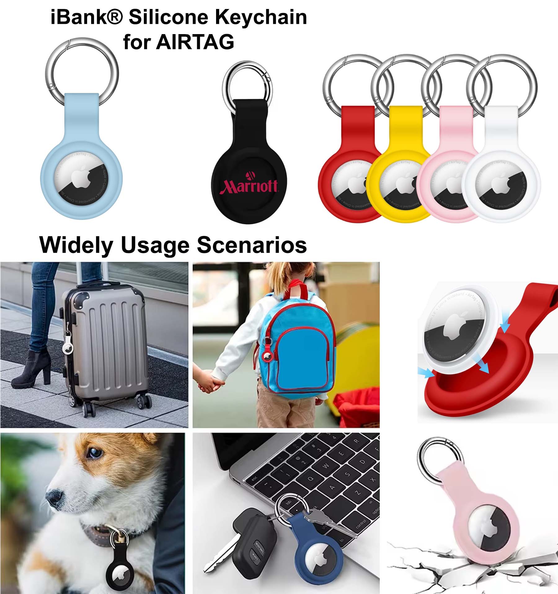 iBank ® Protective Silicone Keychain for AirTag – Soft-Touch Tracker Case & Secure Loop 1