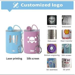 3oz Stainless Steel Tumbler Shot Glass With Keychains 3