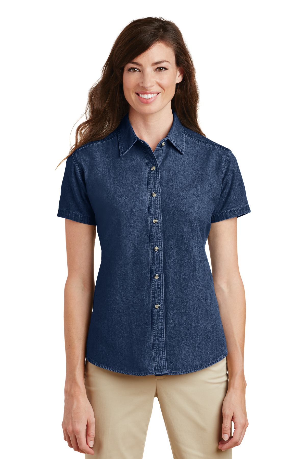 Port & Co Women's Short Sleeve Value Denim Shirt. LSP11 4