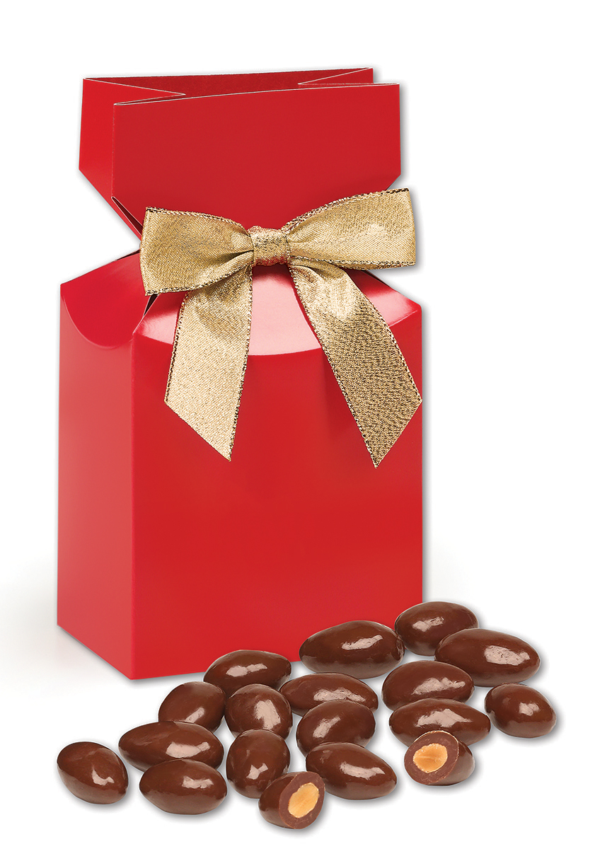 Chocolate Covered Almonds in Red Premium Delights Gift Box 3