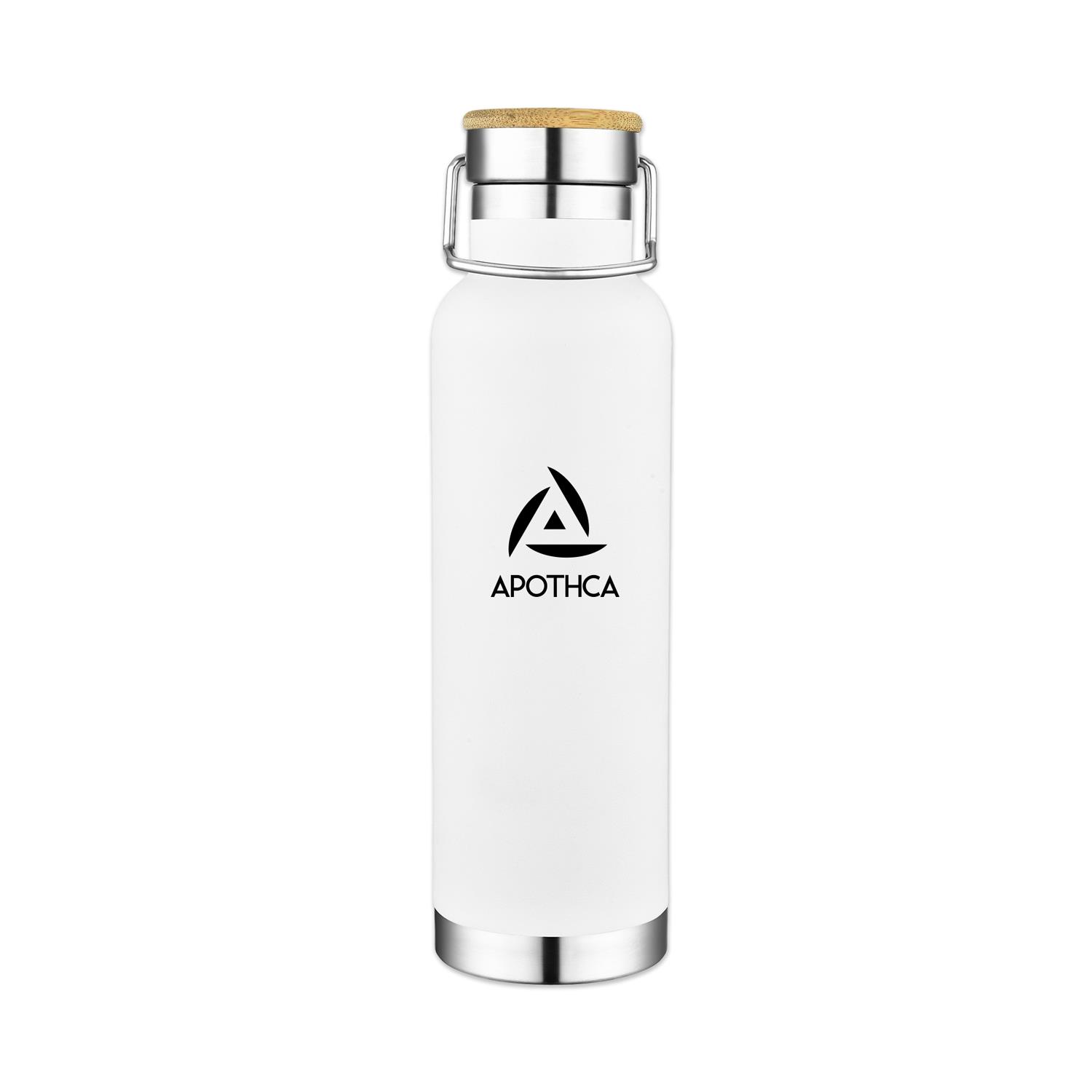 22 Oz. Double Wall Vacuum Bottle with Bamboo Lid, custom water bottle with logo imprint 9