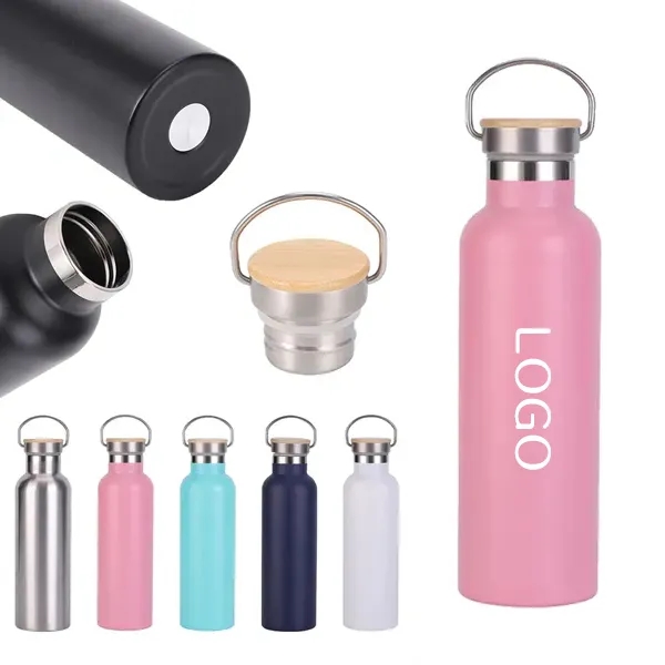 20 oz Insulated Water Bottle with Bamboo Lid Eco-Friendly 3