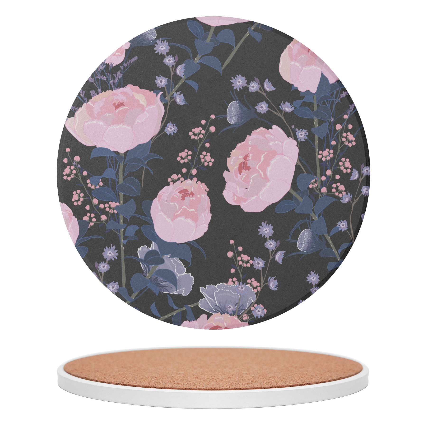 Custom 3.5'' Ceramics Heat-Insulating Coaster With Cork Base 6