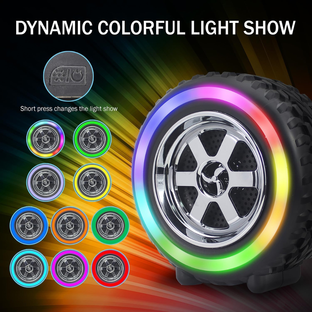 SonicWave Drive Tire-Shaped Bluetooth Speaker with LED Lights 4