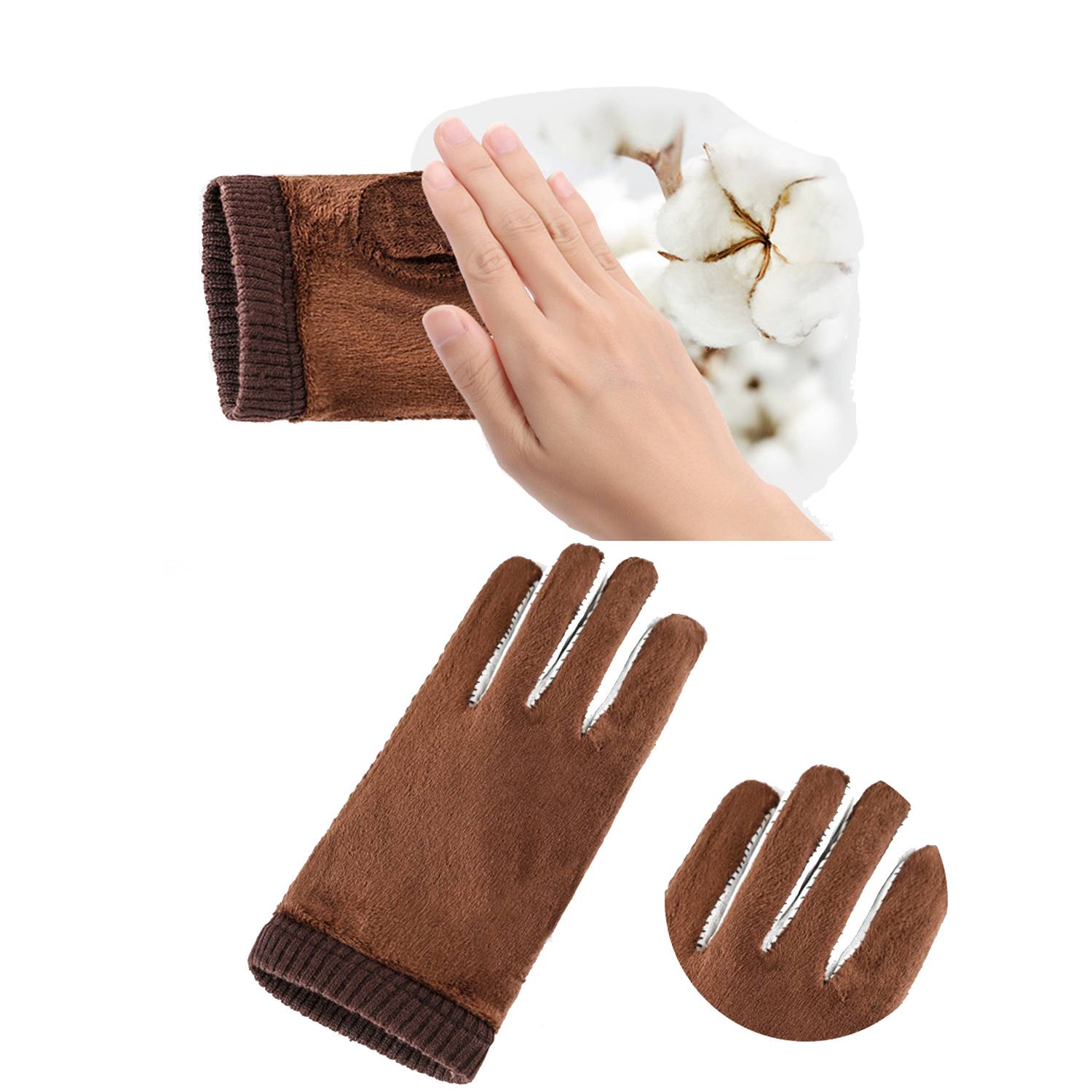 Women Touch Screen Leatherette Warm Gloves 9