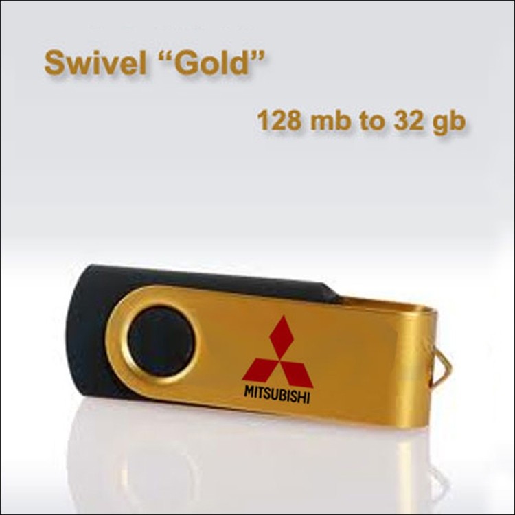 Swivel Gold Flash Drive / USB - 128 MB Memory 1