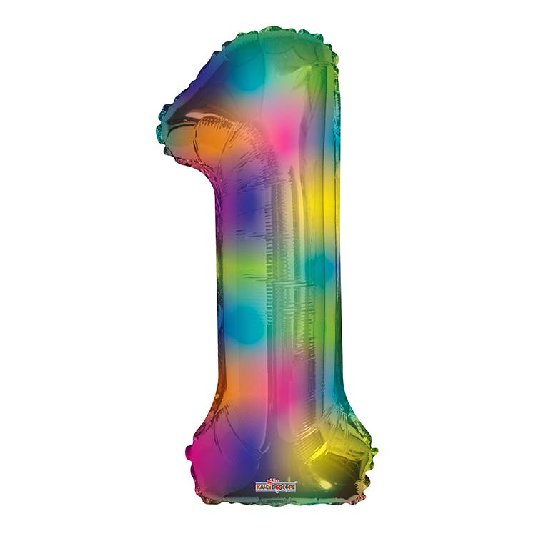 Mylar Number 9 Balloons - Rainbow 34" 2