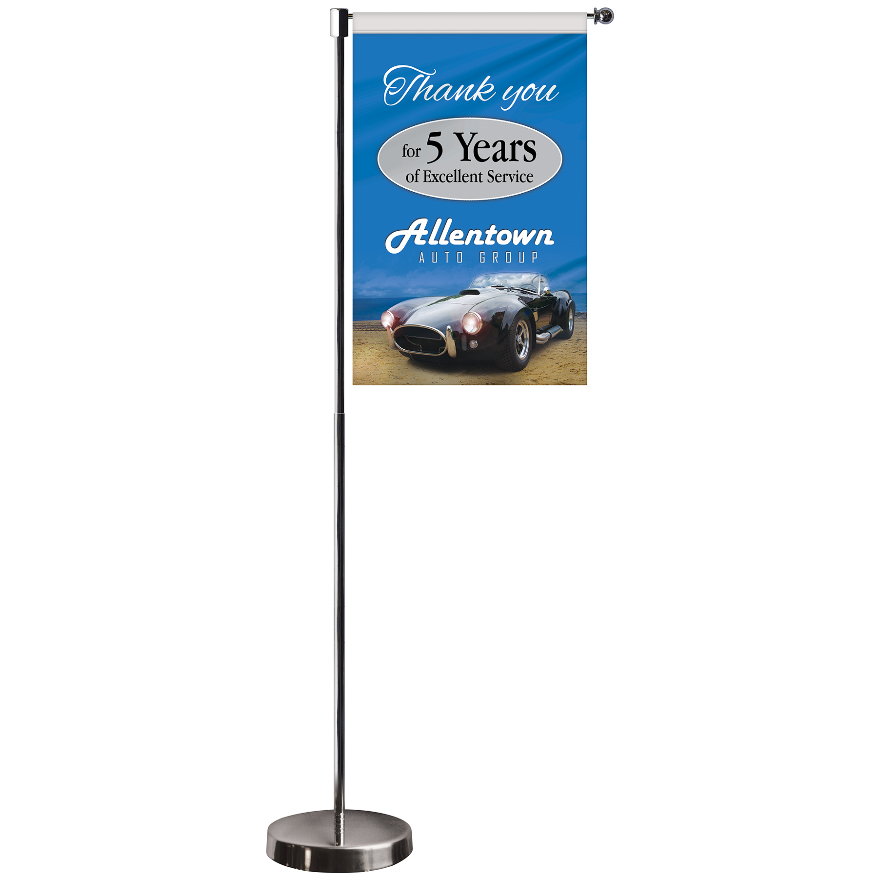 11-19.7" Metal Telescopic Flagpole with One Single Reverse Banner 3