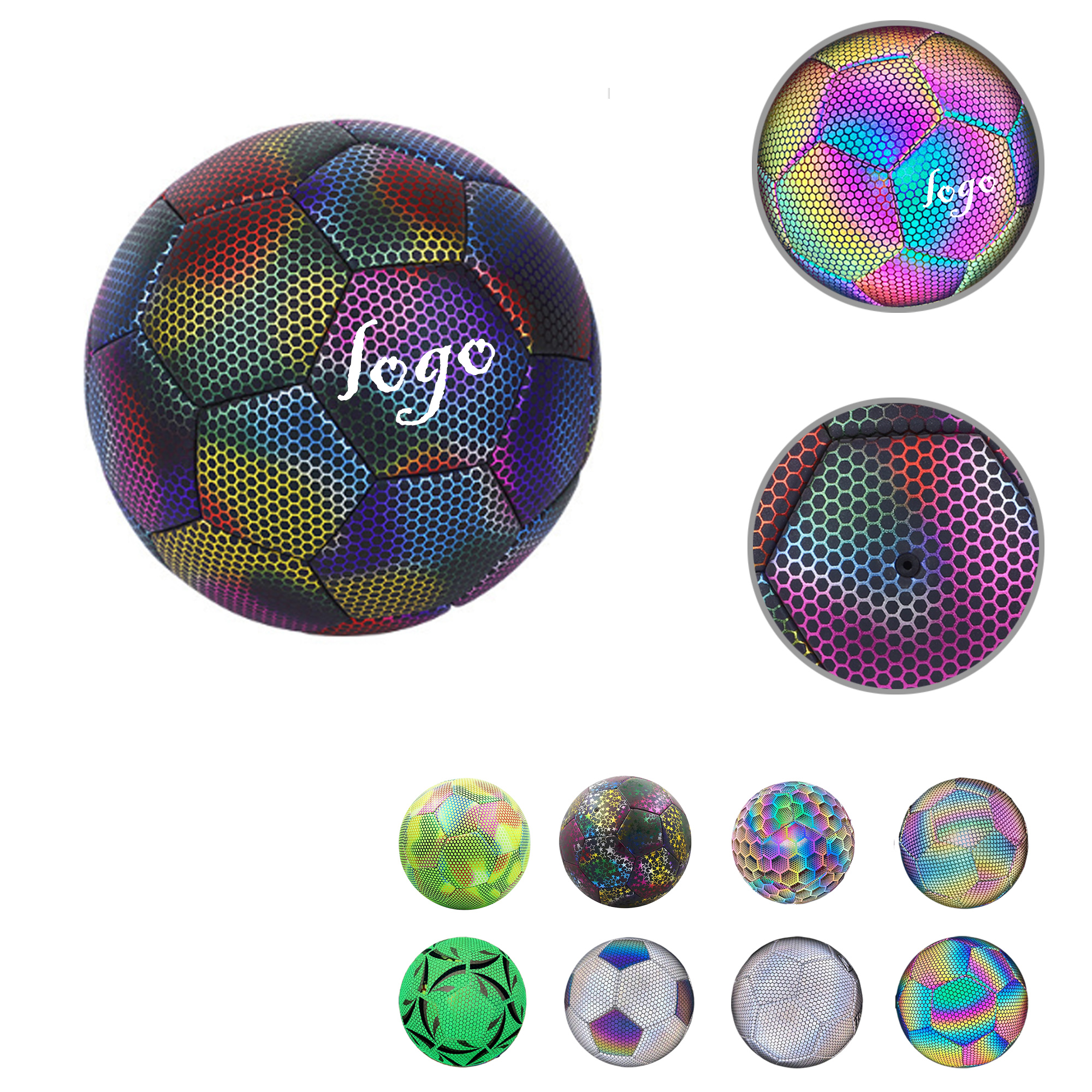 MOQ20 Reflective Glow Soccer Ball Size 5/4 3