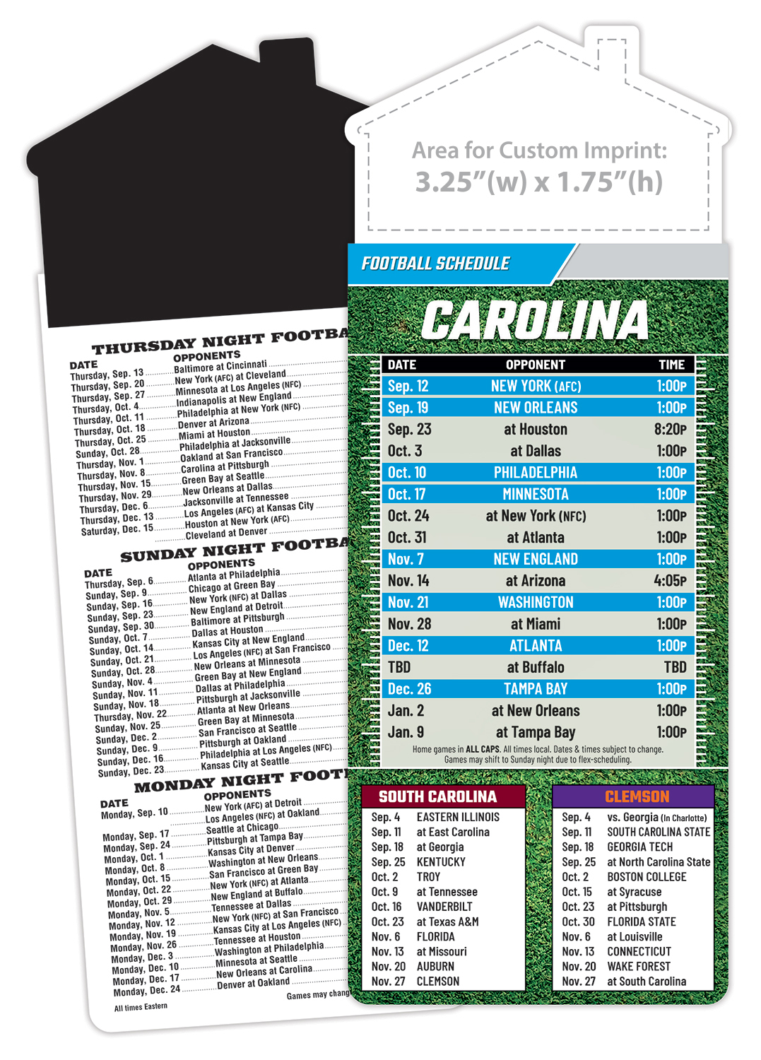 Magna-Card House Shape Magnet Football Schedules (3.5x9)