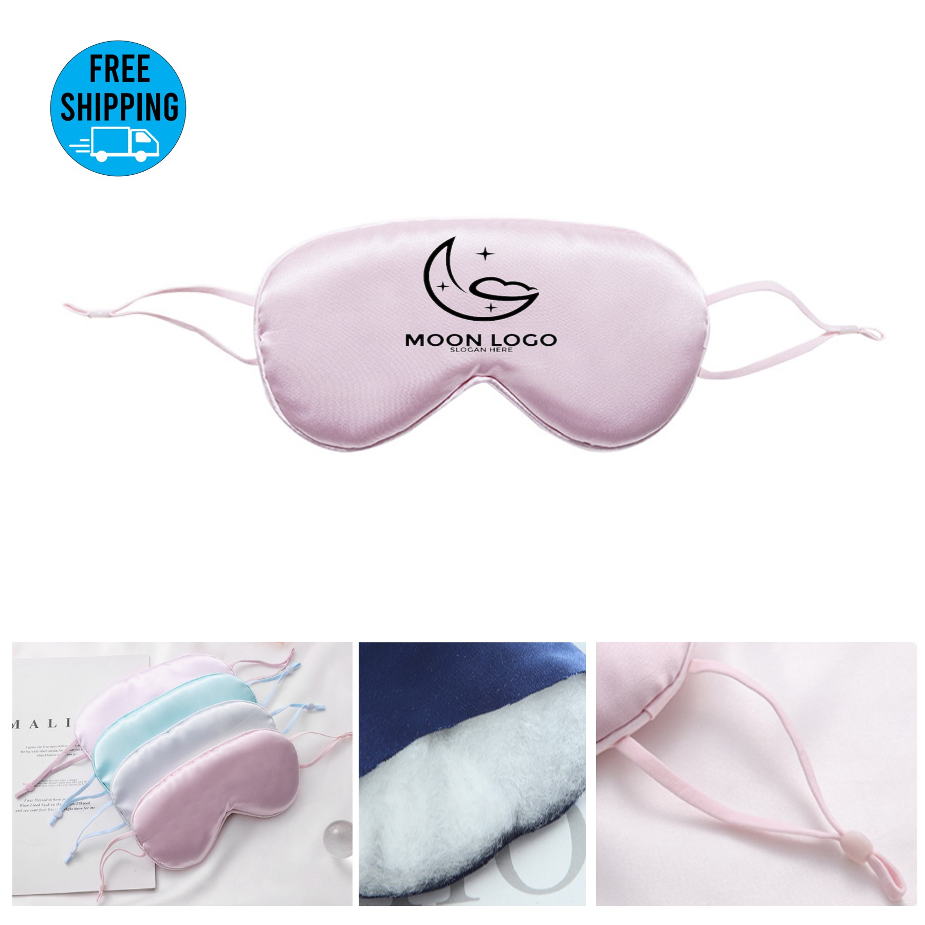 Soft Satin Sleeping Eye Mask with adjustable straps 1