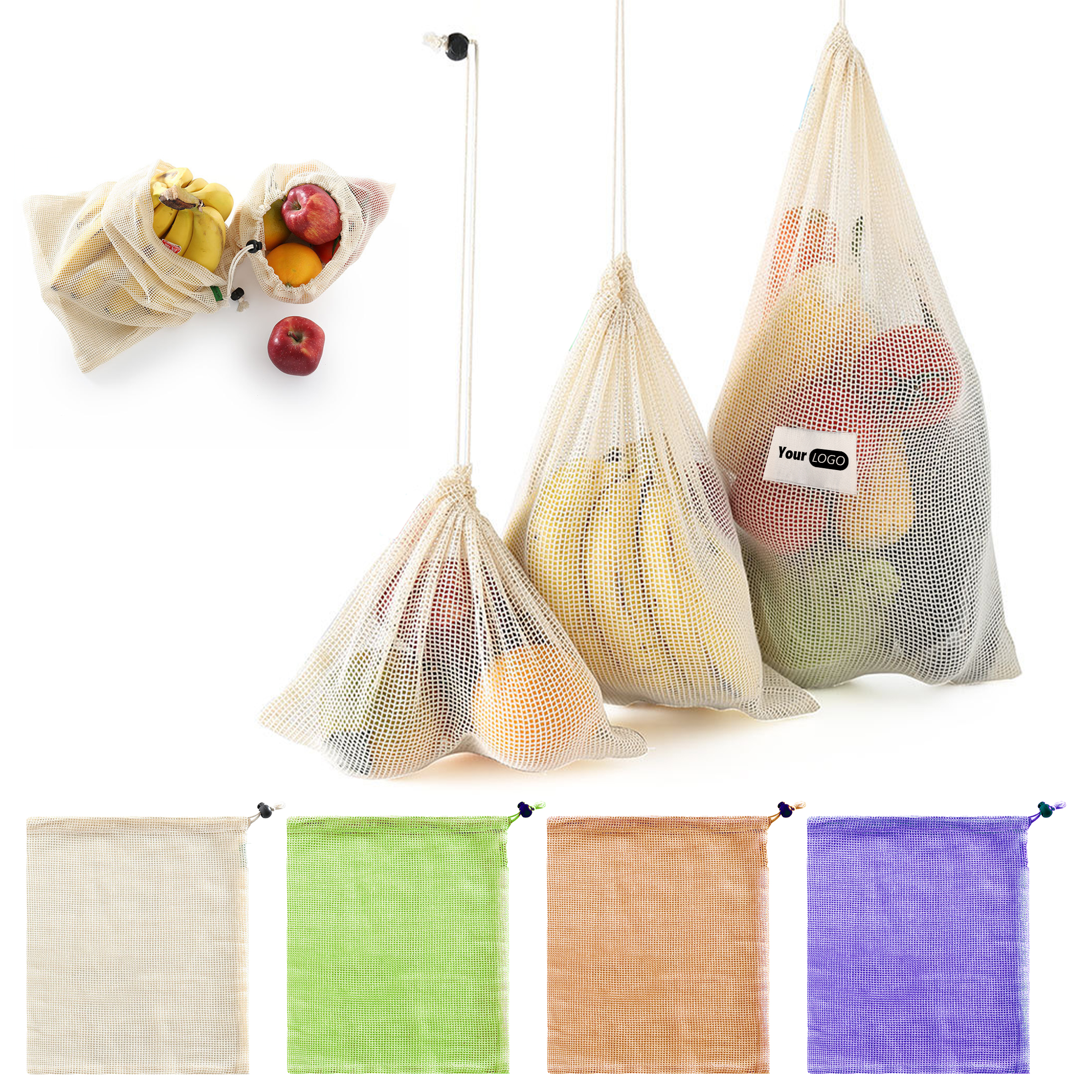 Cotton Eco-Friendly Mesh Drawstring Bag For Sustainable Living 1
