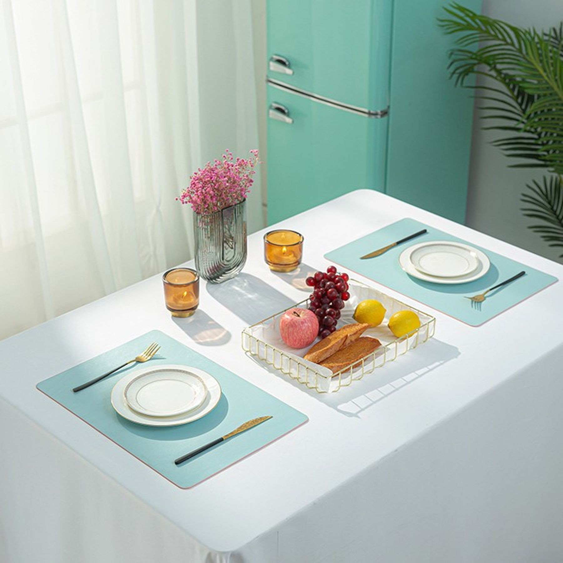 Heat Resistant Faux Leather Dual Side Dining Table Placemat 5