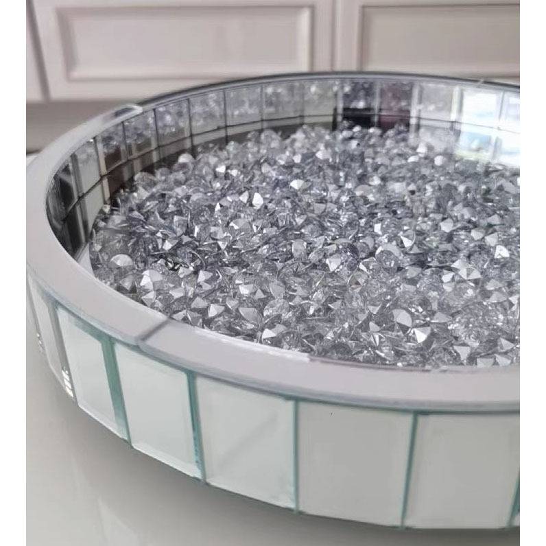 Silver Round Glass Decorative Storage Tray 1