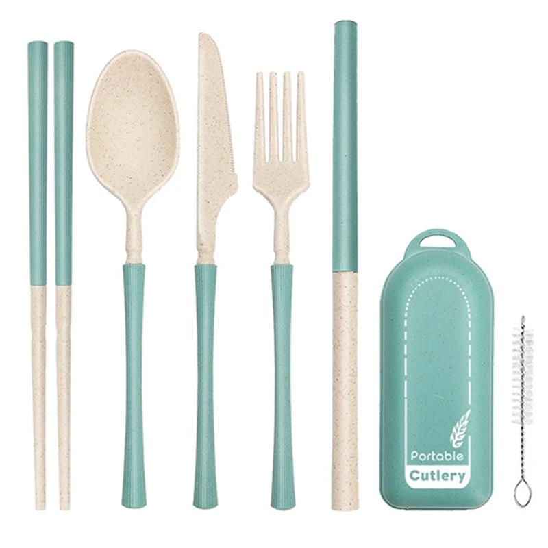 Wheat-plastic Reusable Utensil Set 7PCS 2