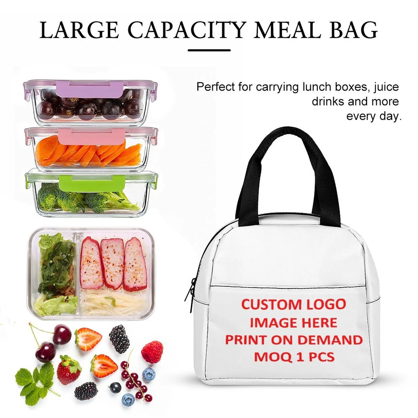 Custom Printed Lunch Bag Personalized with Logo Insulated Reusable for Work Gift 1