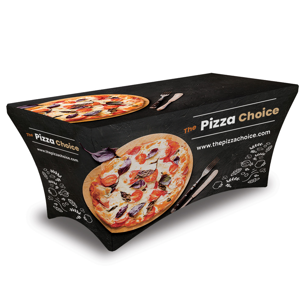 6' Fitted, 3-Sided Contour Stretch All-Over Imprint Table Cover 5