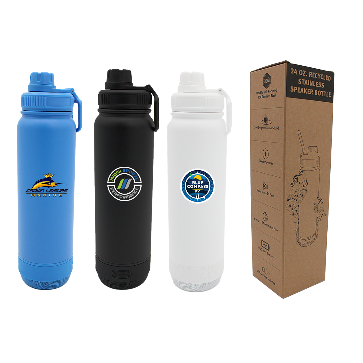 24 oz. Recycled Stainless Speaker Bottle, custom water bottle with logo imprint 6
