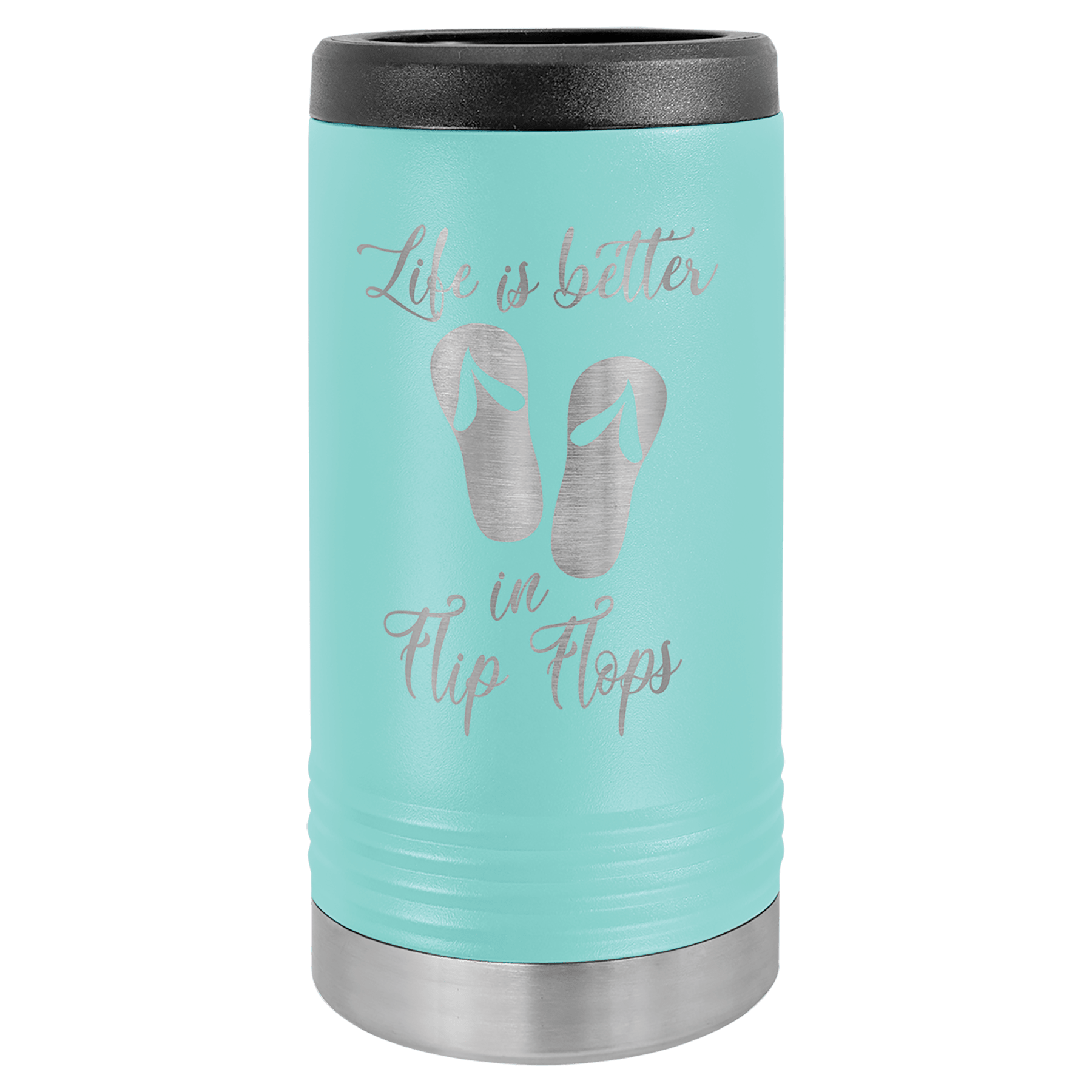 Teal Laser Engraved Polar Camel Slim Beverage Holder 2