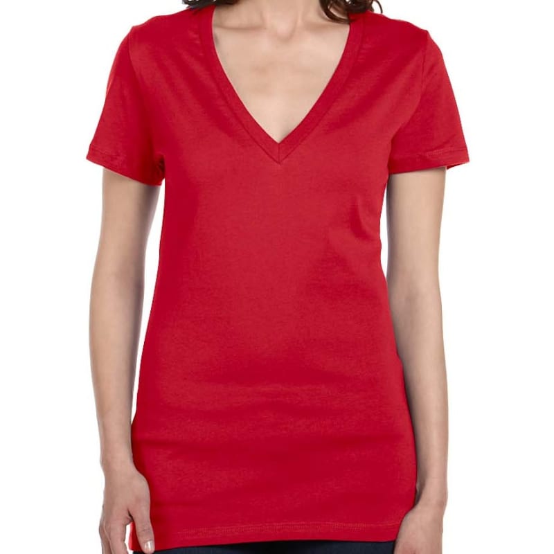 Bella Ladies Jersey Short-Sleeve Deep V-Neck T-Shirt 52