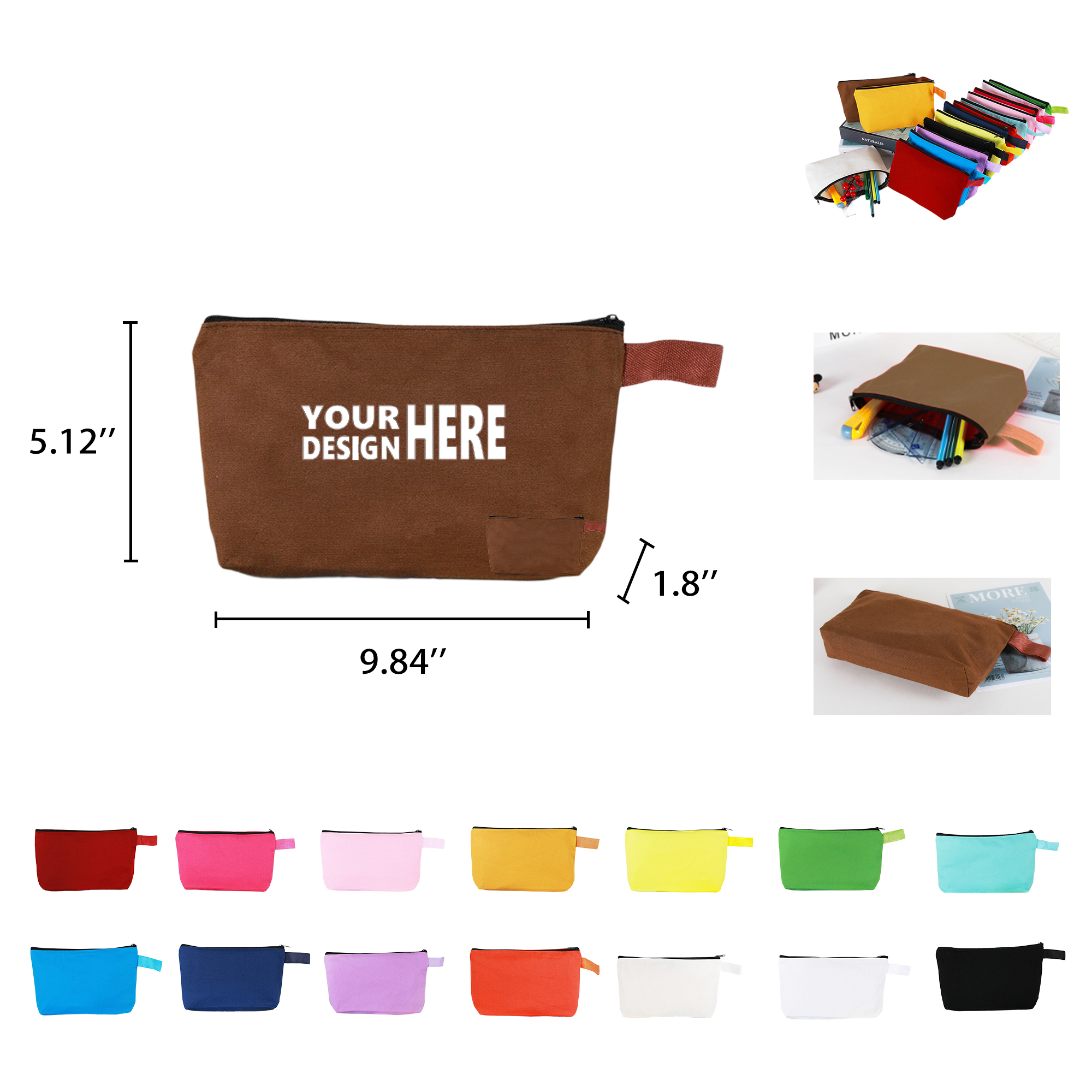 Colorful Canvas Zipper Cosmetics or Stationery Bag 2