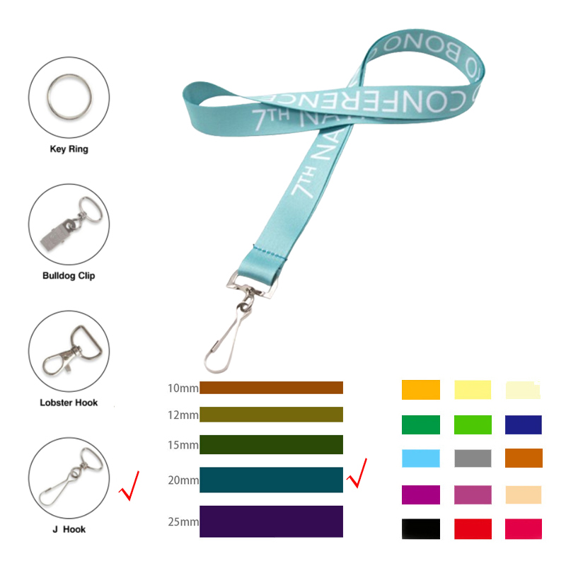 3/4" Wide Polyester Lanyard W/ Metal J Hook 1