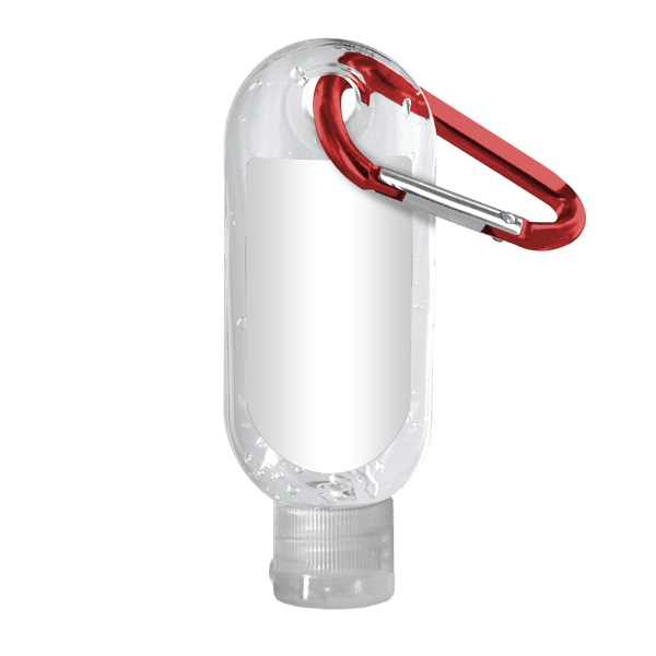 1.9 oz. Clear Sanitizer in Clear Bottle with Carabiner 34