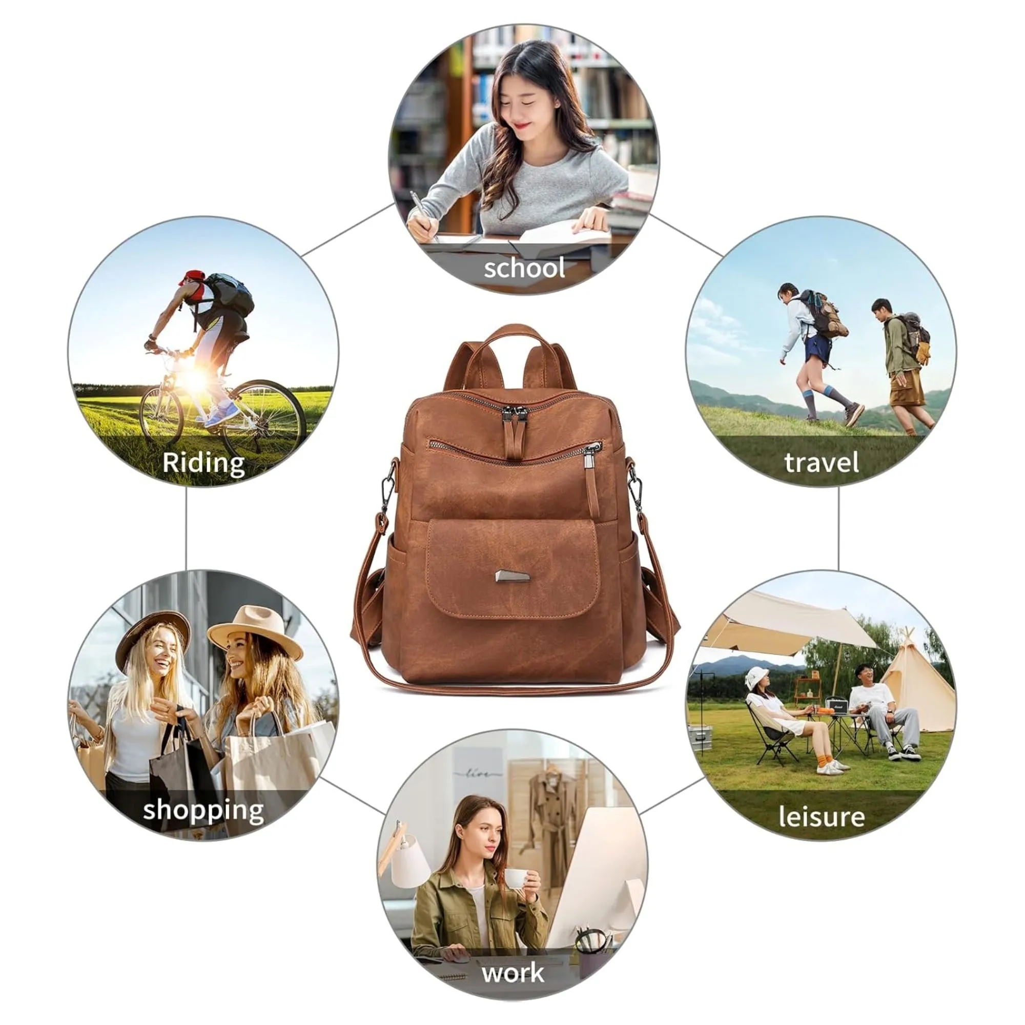 Large Capacity PU Leather Women's Backpack 5